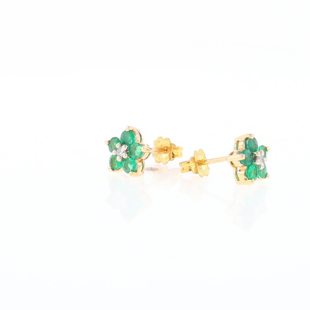 Emerald Flower Stud Earrings