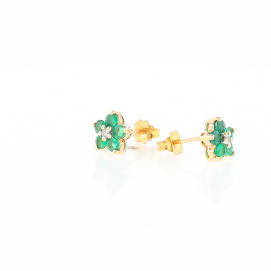 Emerald Flower Stud Earrings