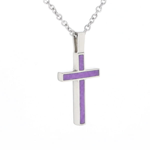 Sugilite 3 Section Inlaid Cross Pendant