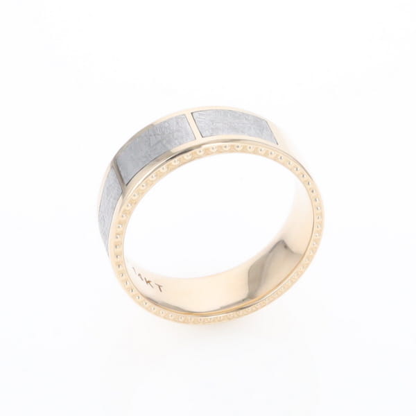 3 Section Men's Meteorite  Milgrain Topped Ring