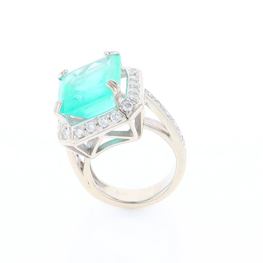 5.25ct Emerald Ring with Diamond Halo