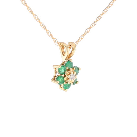 Small Emerald Flower Pendant