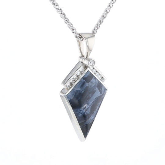Pietersite Kite Shaped Inlaid Pendant with 0.19ctw Diamonds