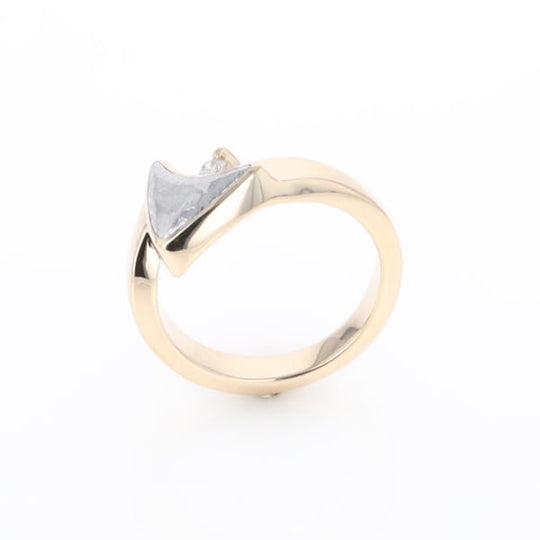 Meteorite Ring Boat Sail Inlaid Design with .04ctw Round Diamond