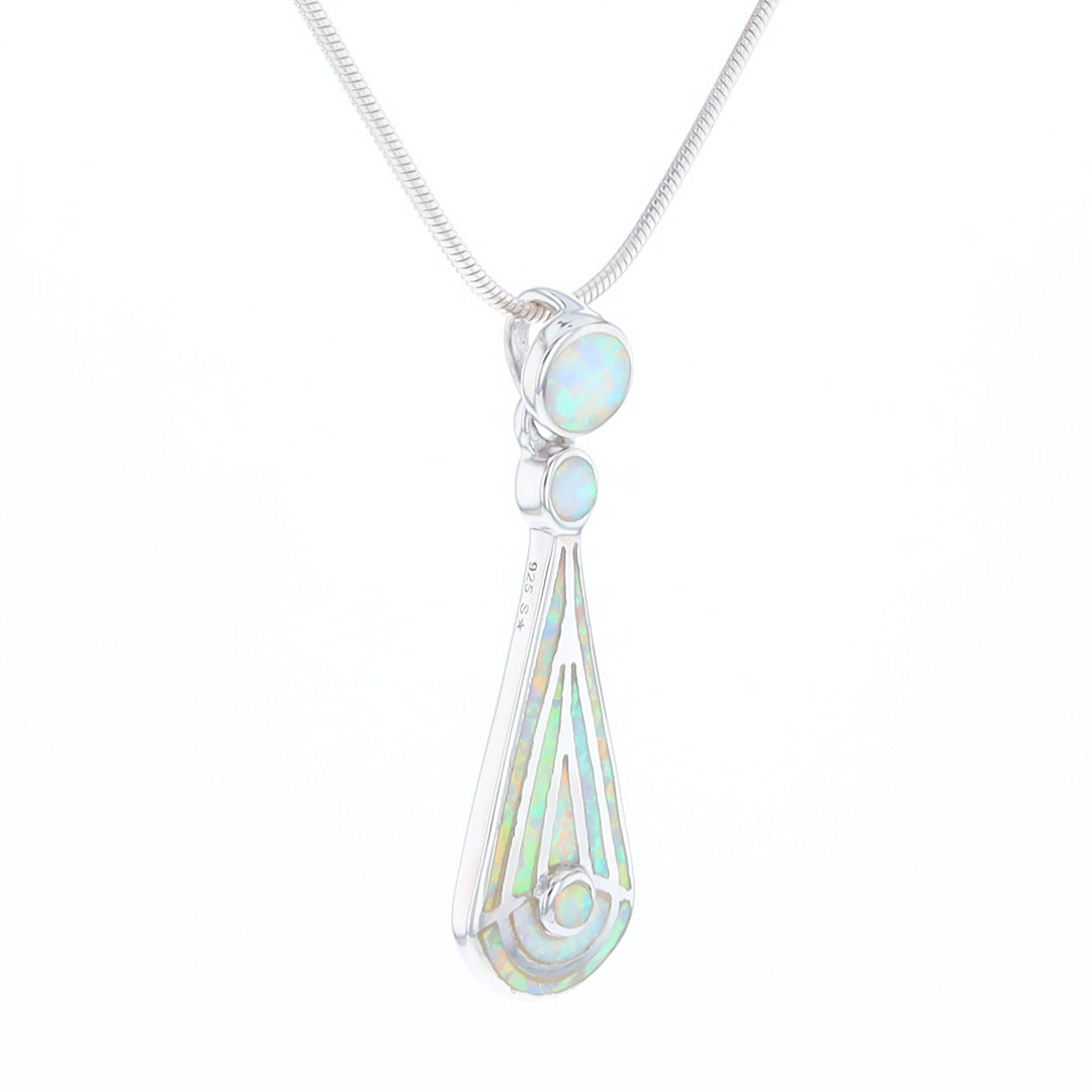 Teardrop Simulated Opal Inlay Necklace