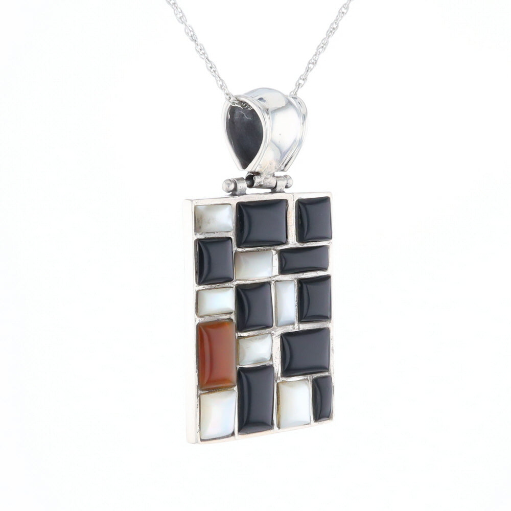 Onyx & Mother of Pearl Checkered Pendant