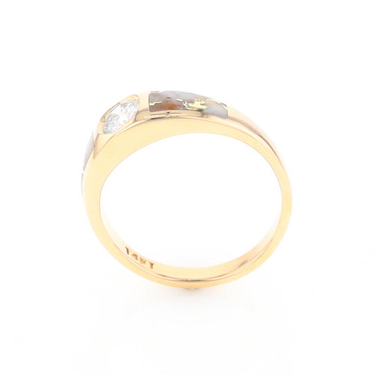 Gold Quartz Ring Double Sided Inlaid with a .61ct Round Diamond