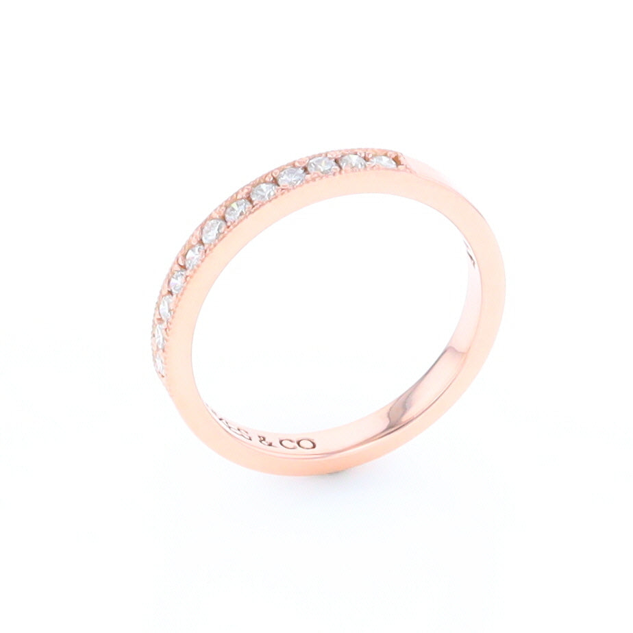 Rose Gold Milgrain Diamond Wedding Band