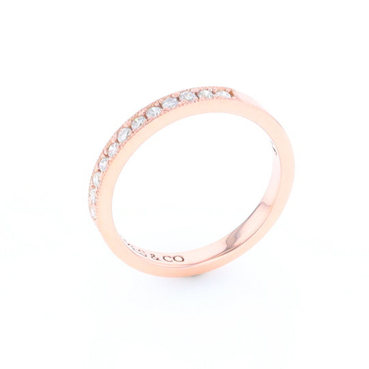 Rose Gold Milgrain Diamond Wedding Band