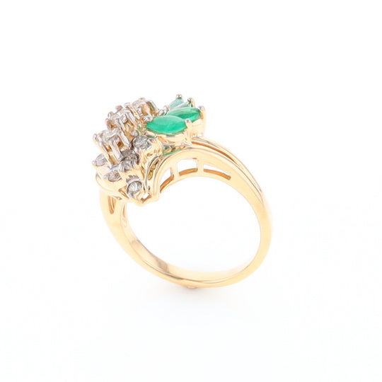 Emerald and Diamond Cluster Ring