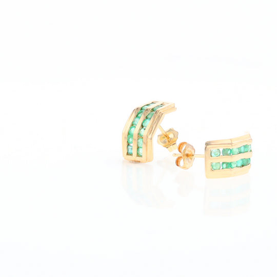 Semi-Hoop Channel Emerald Earrings