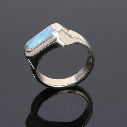 Opal Rings Rectangle Inlaid Design Lady's Ring