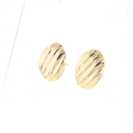 Gold Scorred Disc Stud Earrings