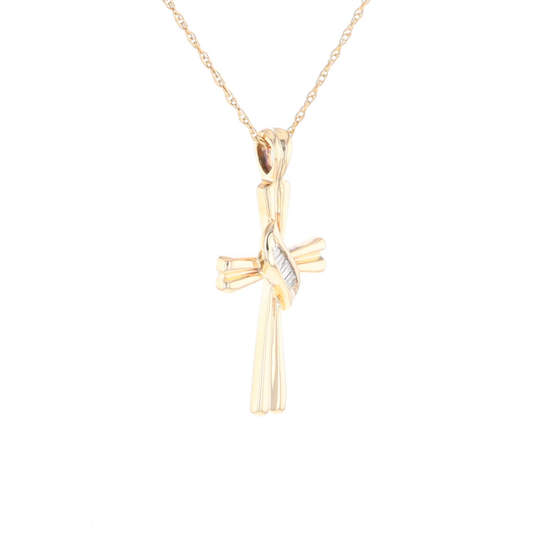 Diamond Crossover Ribbon Cross Pendant