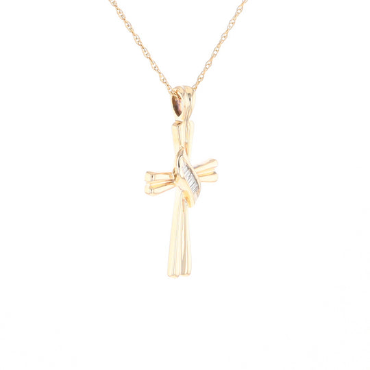 Diamond Crossover Ribbon Cross Pendant