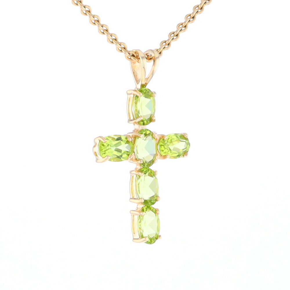Oval Peridot Cross Pendant