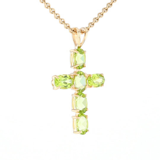 Oval Peridot Cross Pendant