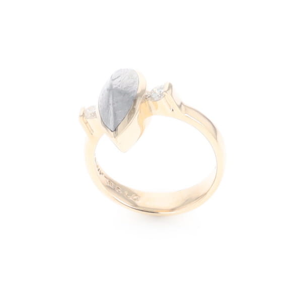 Meteorite Pear Shape Inlay Ring