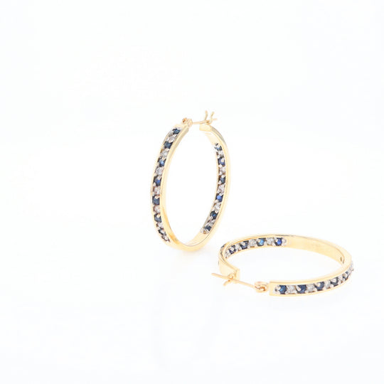 Sapphire & Diamond Hoop Earrings