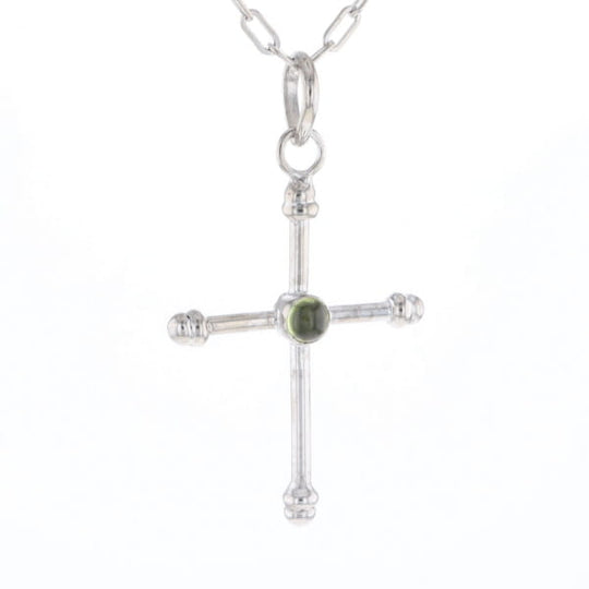 Silver Peridot Cross