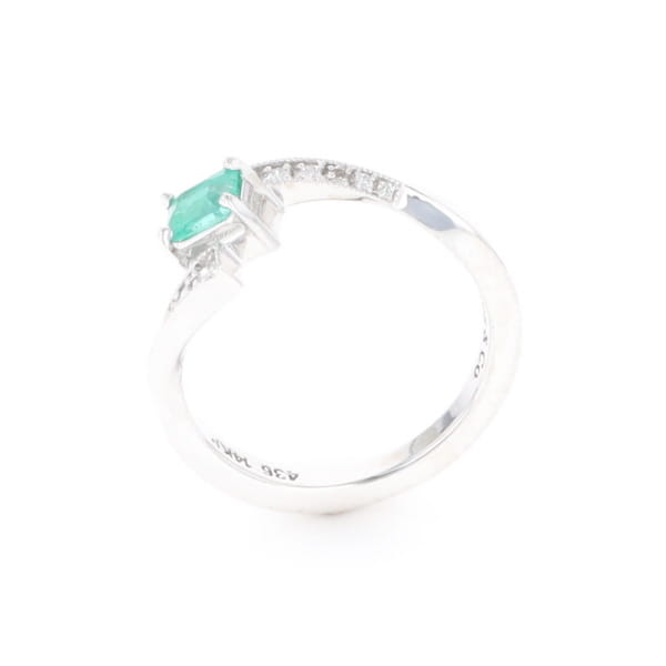 Emerald Twist Ring with Diamond Accents