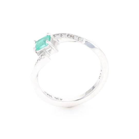 Emerald Twist Ring with Diamond Accents