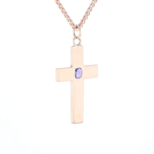 Cross Pendant with Purple Sapphire