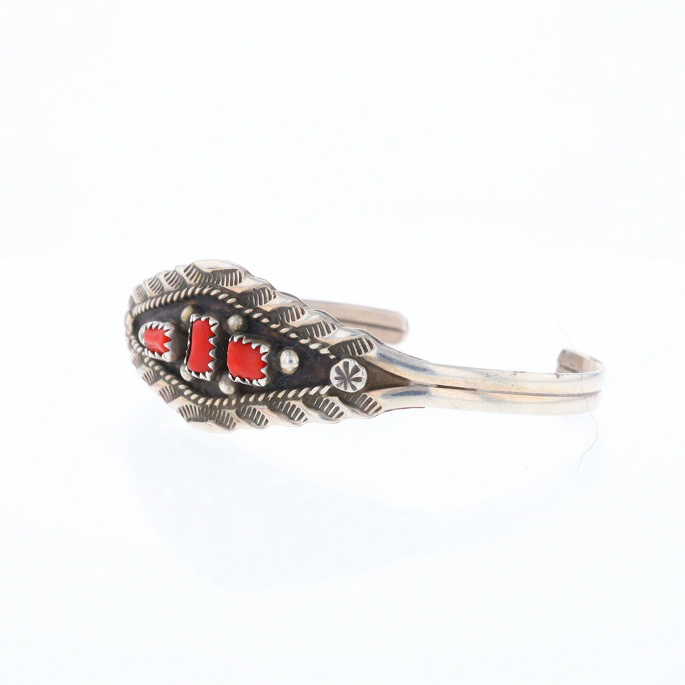 Sterling Silver Coral Cuff Bracelet