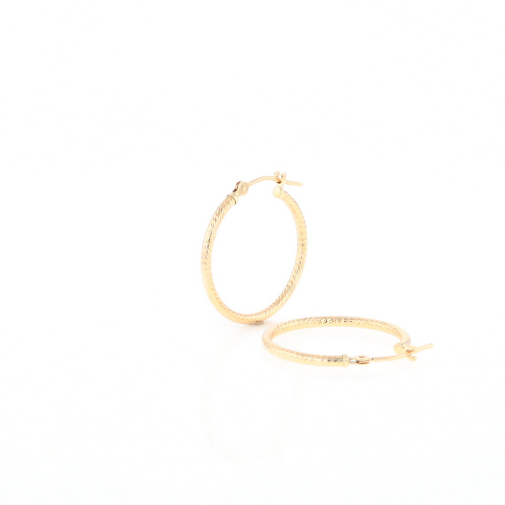 Gold Ribbed Hoop Earrings