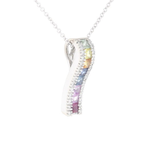 Multi-color Sapphire Necklace with Diamond Accents