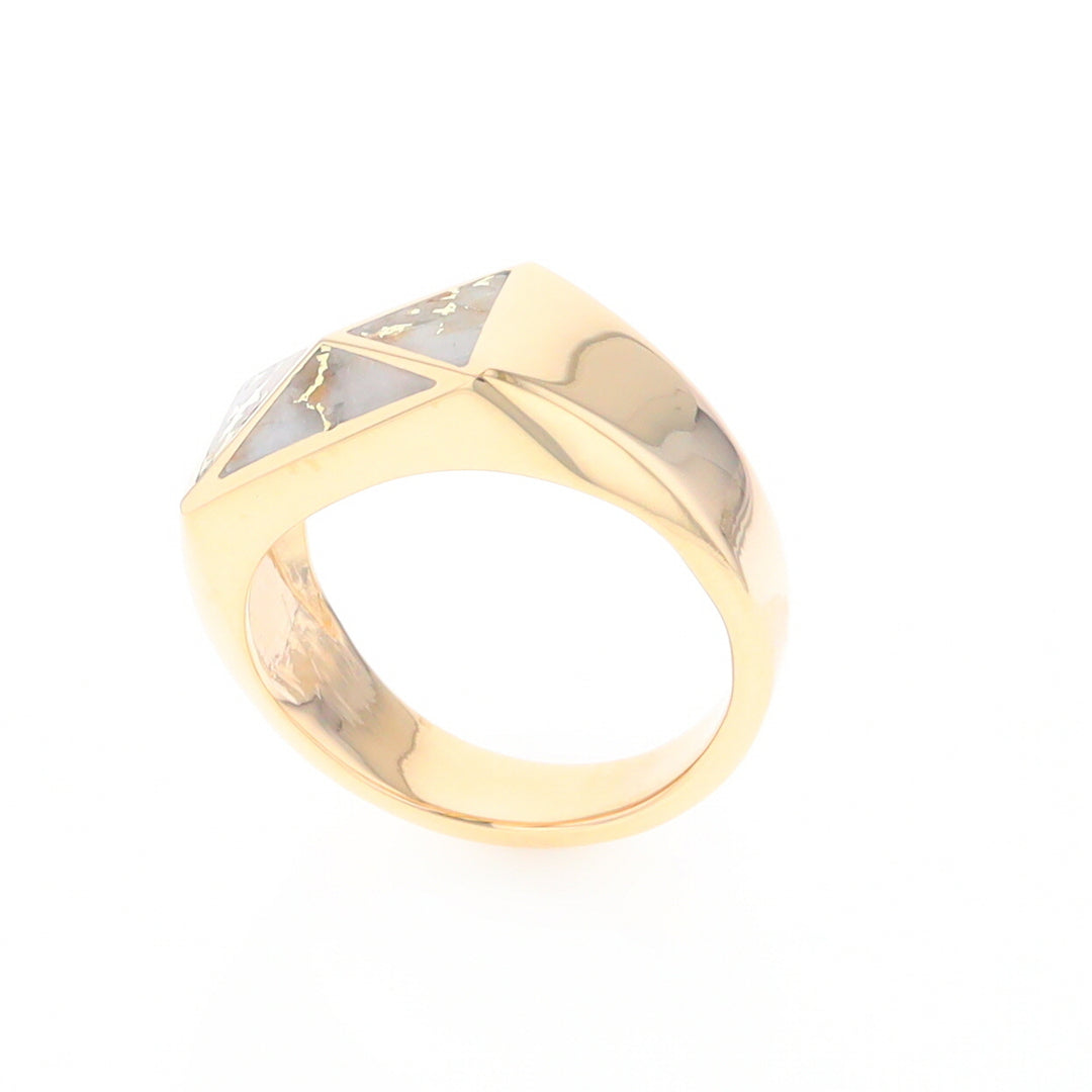 Four Section Gold Quartz Inlaid Men's Ring G2