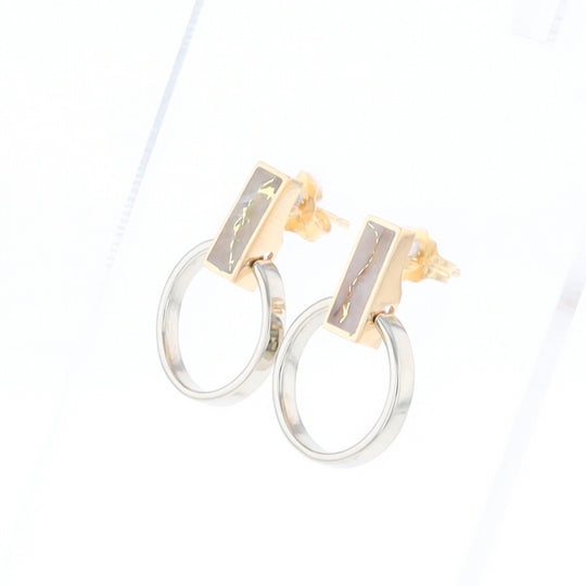 Gold Quartz Rectangle Inlaid Knocker Earrings - G2