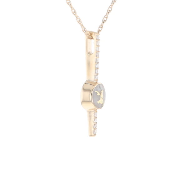 Diamond Bar Gold Quartz Round Inlaid Pendant G2