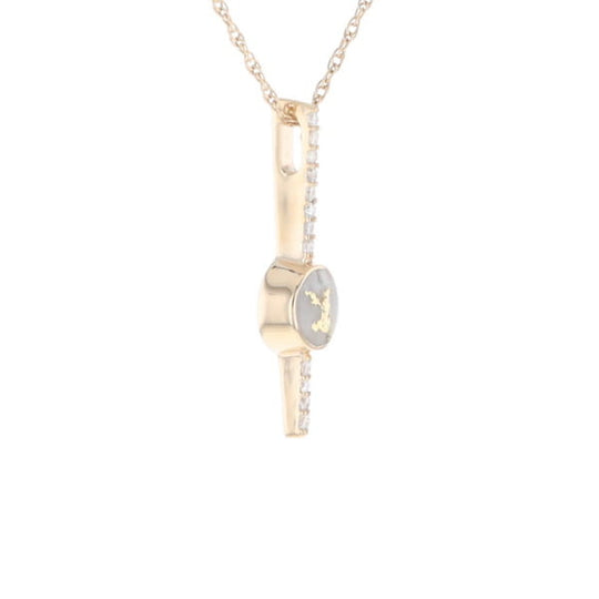Diamond Bar Gold Quartz Round Inlaid Pendant G2