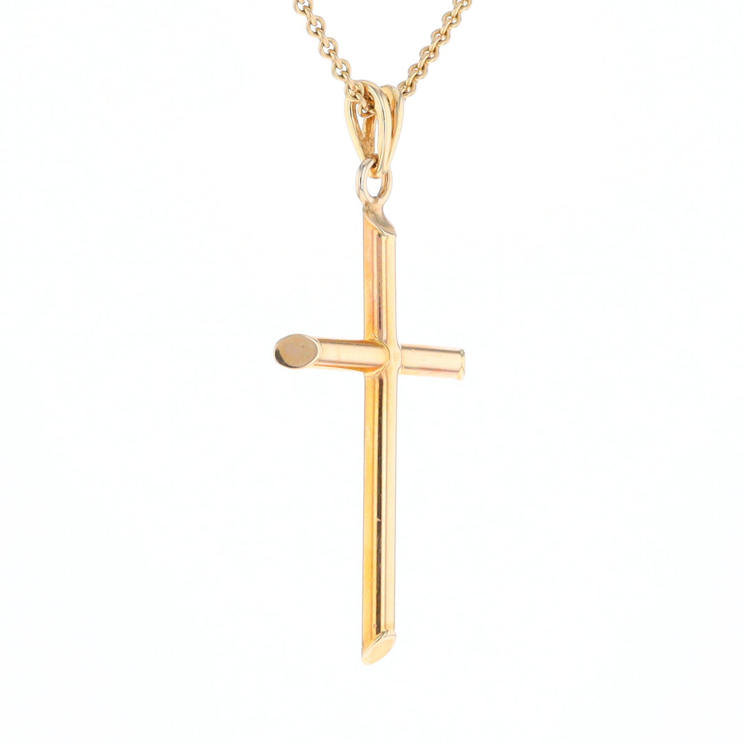 Beveled Edge Tube Cross Pendant