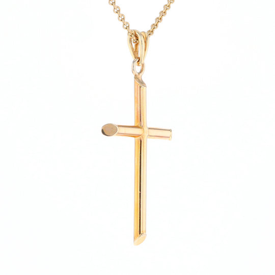 Beveled Edge Tube Cross Pendant