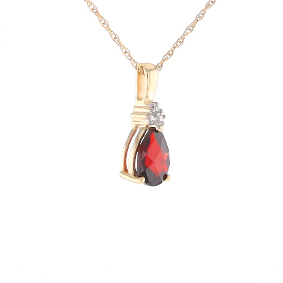 Pear Checkered Garnet Pendant