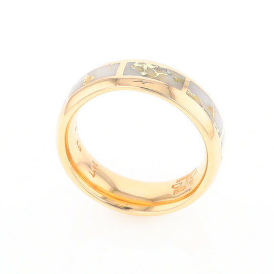 Gold Quartz Ring 8 Rectangle Section Inlaid Eternity Band