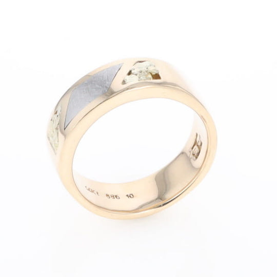 Meteorite Ring, Center Inlaid & Natural Nugget Sides