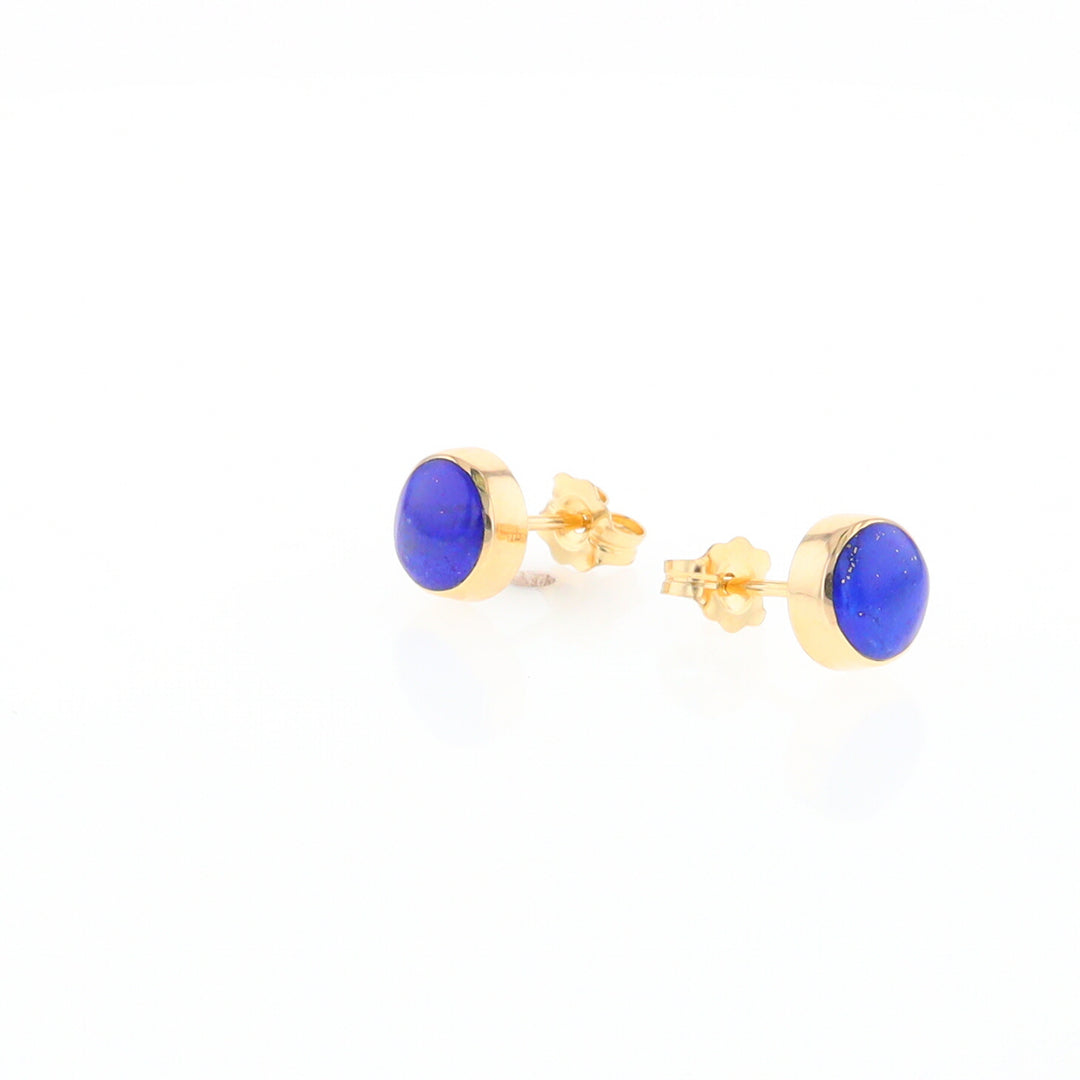 Lapis 6mm Round Inlaid Earrings