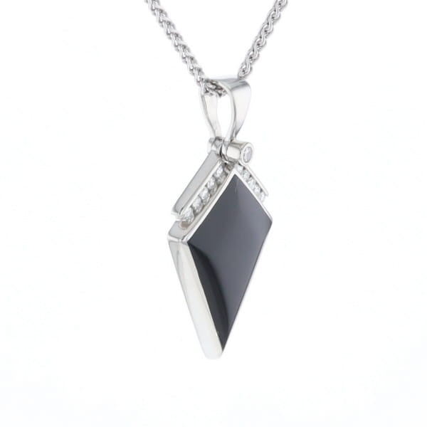 Onyx Kite Design Inlay .19Ctw Diamond Pendant