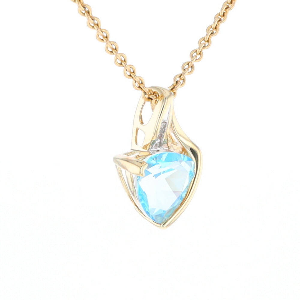 Trillion Blue Topaz Diamond Pendant