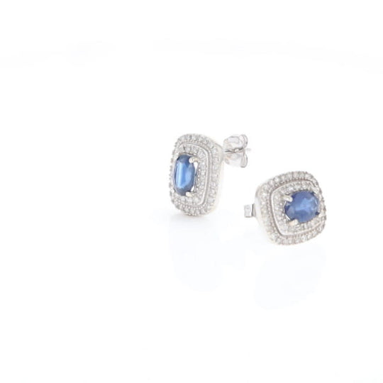 Double Halo Sapphire Earrings