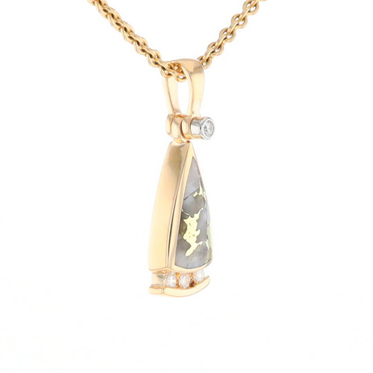 Gold Quartz Triangle Inlaid Pendant with 0.08ctw Diamonds - G2