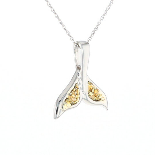 Whale Tail Necklaces Natural Nuggets Double Inlaid Sea Life Pendant