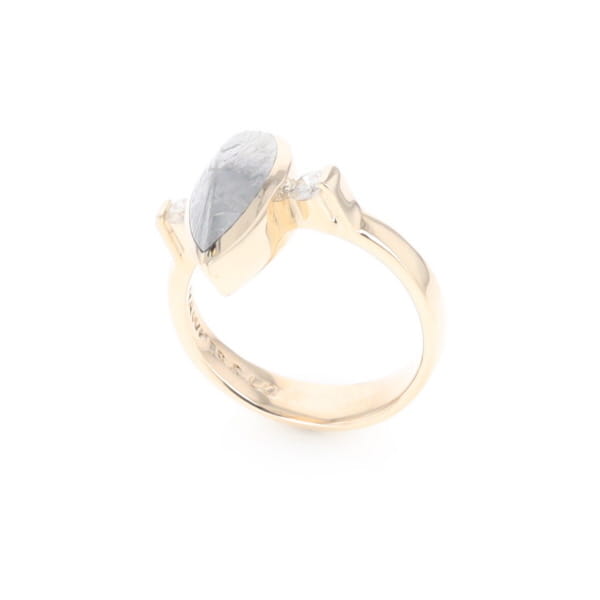 Meteorite Pear Shape Inlay Ring