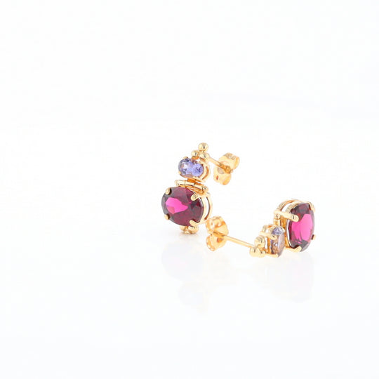 Garnet & Amethyst Dangle Earrings