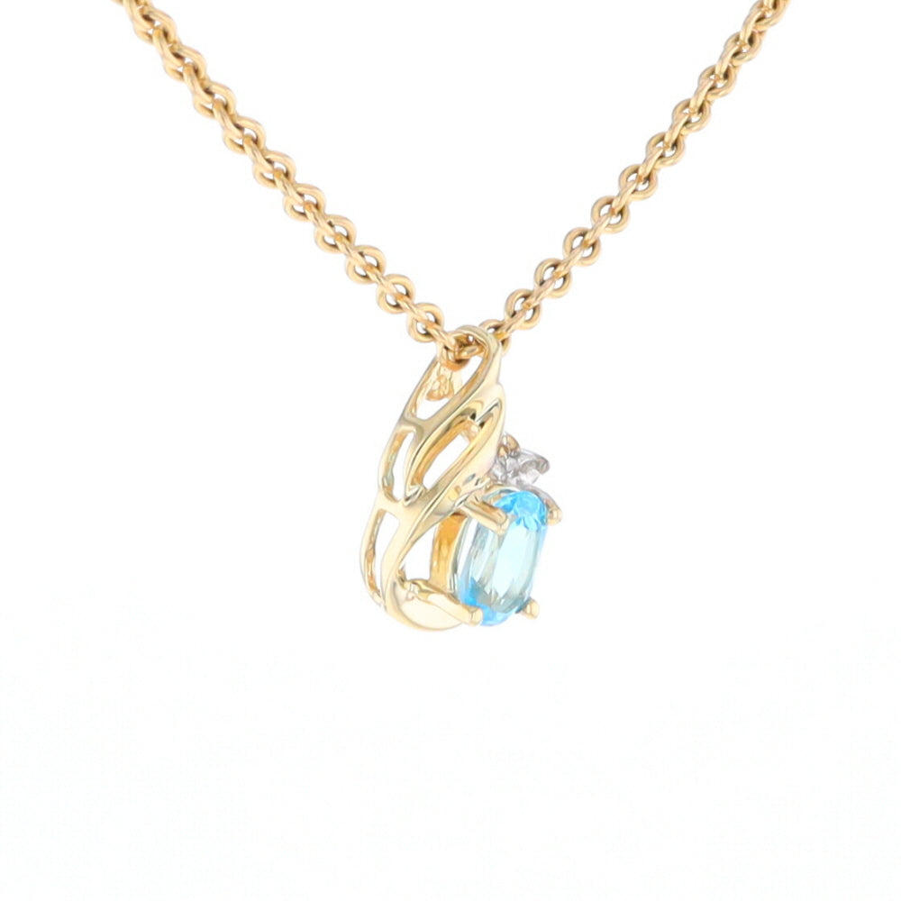 Pear Blue Topaz Diamond Pendant