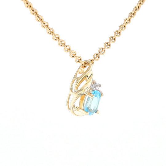 Pear Blue Topaz Diamond Pendant