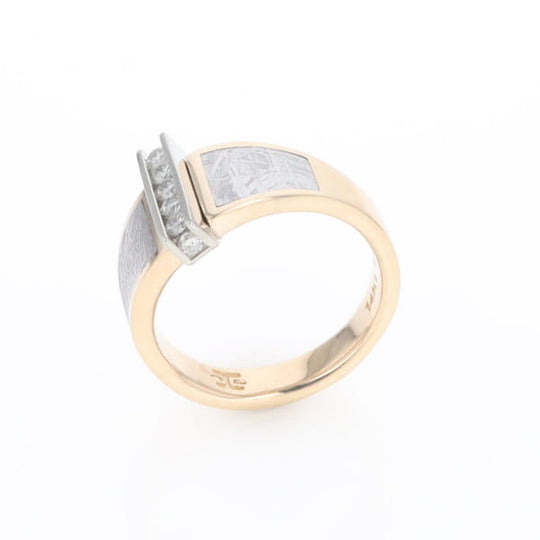 Meteorite Ring Double Sided Inlaid Design with .23ctw Diamonds